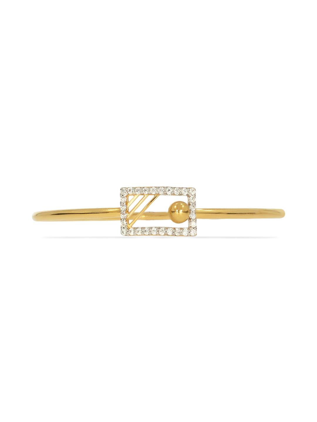 BHIMA 22K BIS Hallmark 916 Purity Yellow Gold Square Stone Studded Adjustable Bangle
