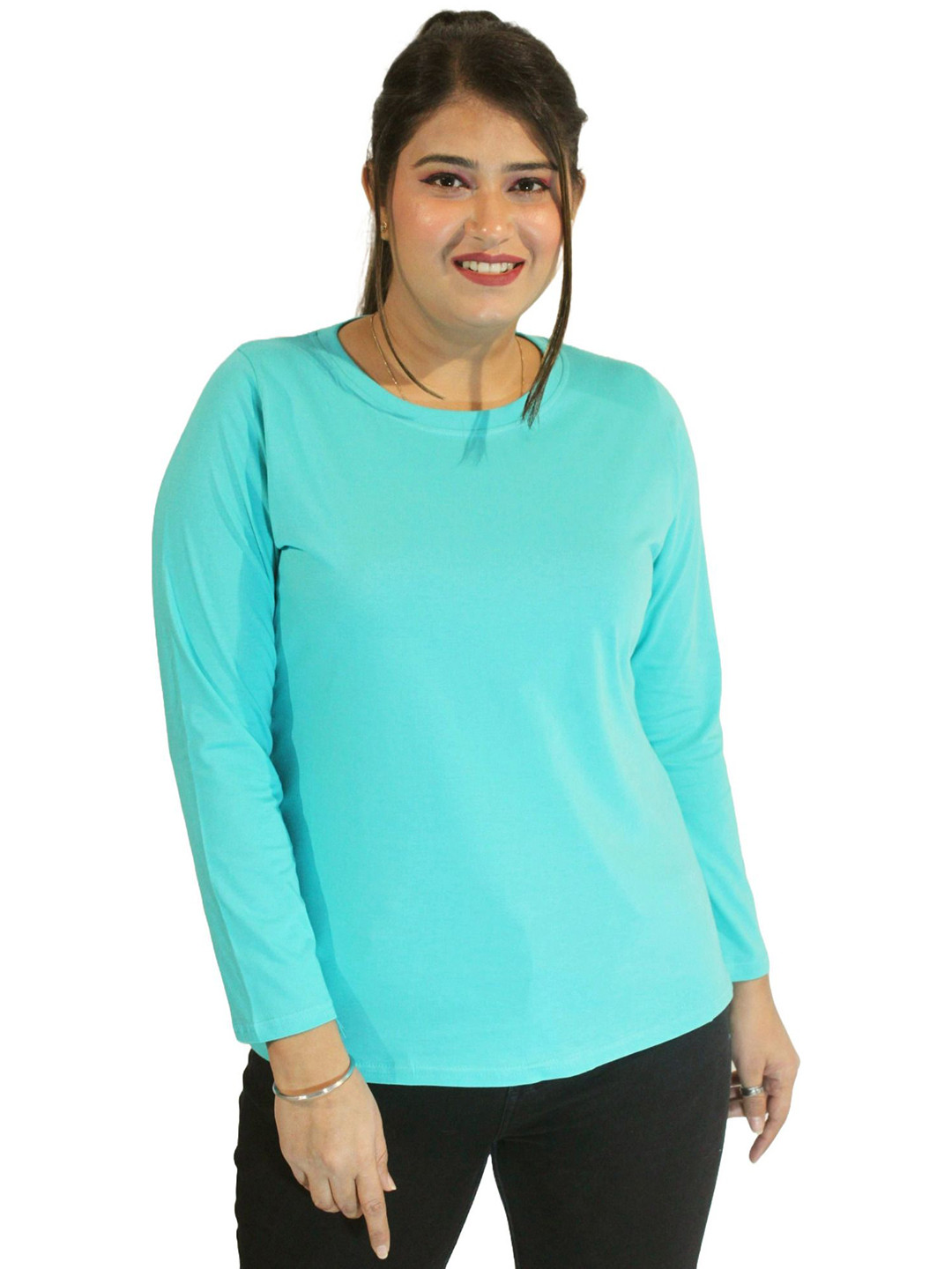 PINK SHELL Women Solid Round Neck Cotton T-shirt