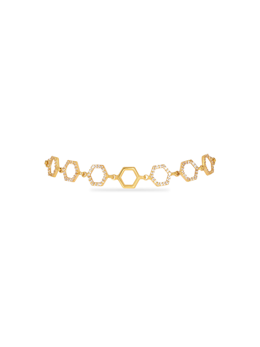 BHIMA 22K BIS Hallmark 916 Purity Yellow Gold  Hexagonal Link Bracelet