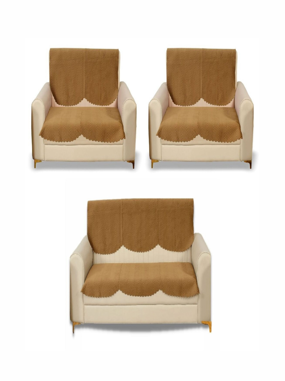 Fashion Throw Gold-Toned 6 Pieces Velvet 7 Seater Sofa Covers