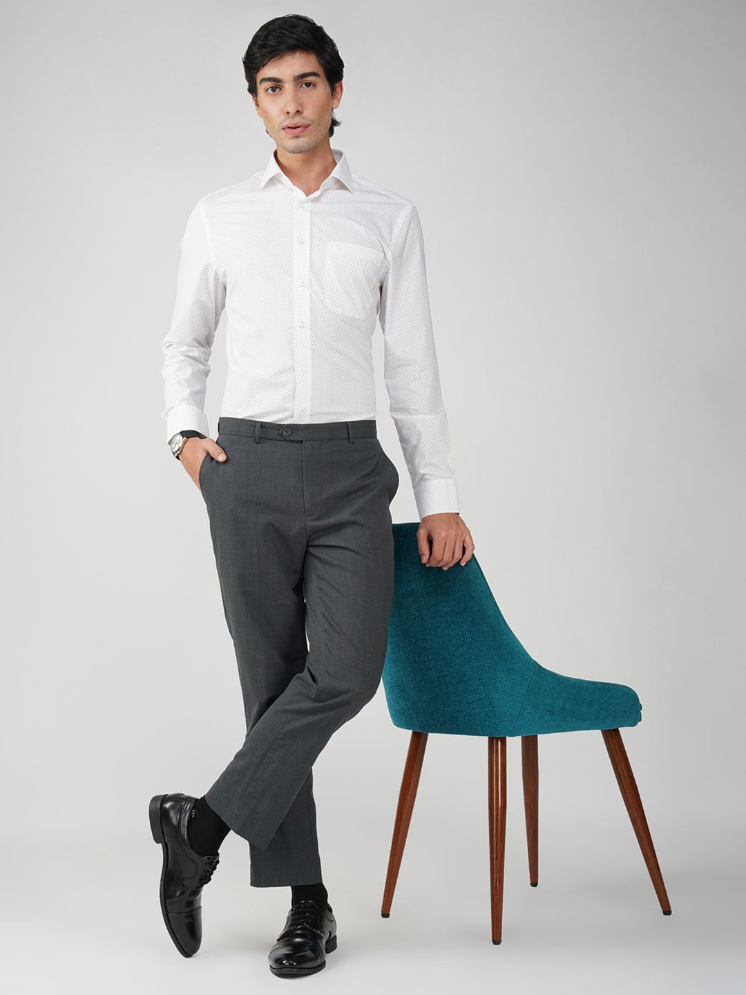 FASHION FORMAL Men Classic Fit Spread Collar Micro Ditsy Printed Cotton Formal Shirt