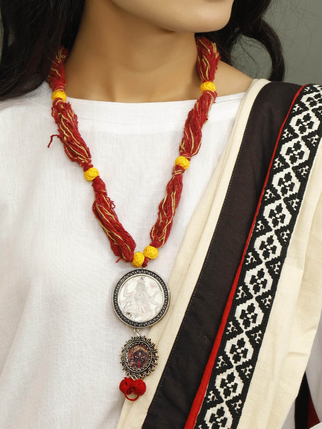 Saagah German Silver Statement Goddess Kali Tribal Necklace