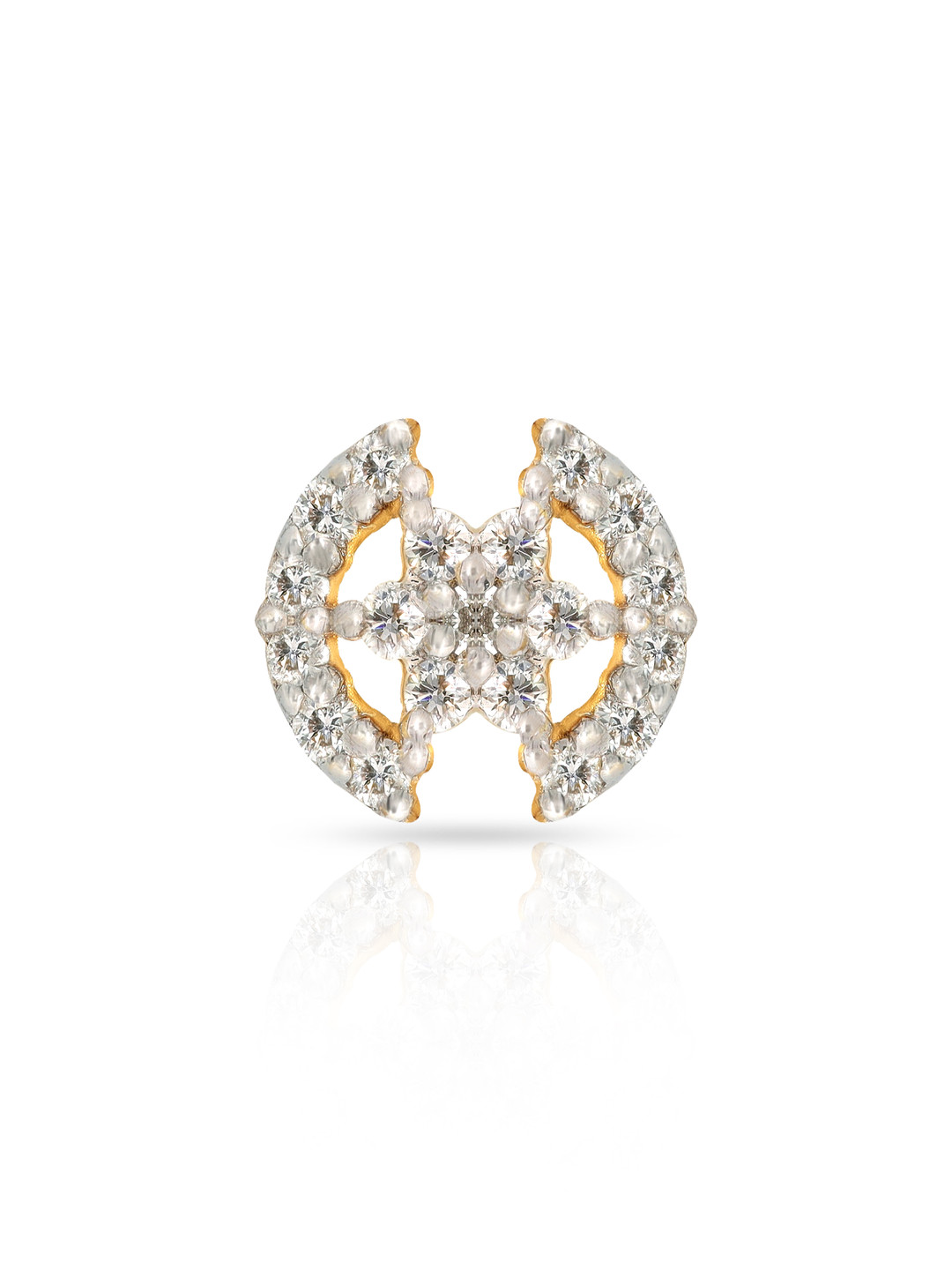 BHIMA 18K BIS Hallmark 750 Purity Yellow Gold Petal Arc Diamond Nosepin