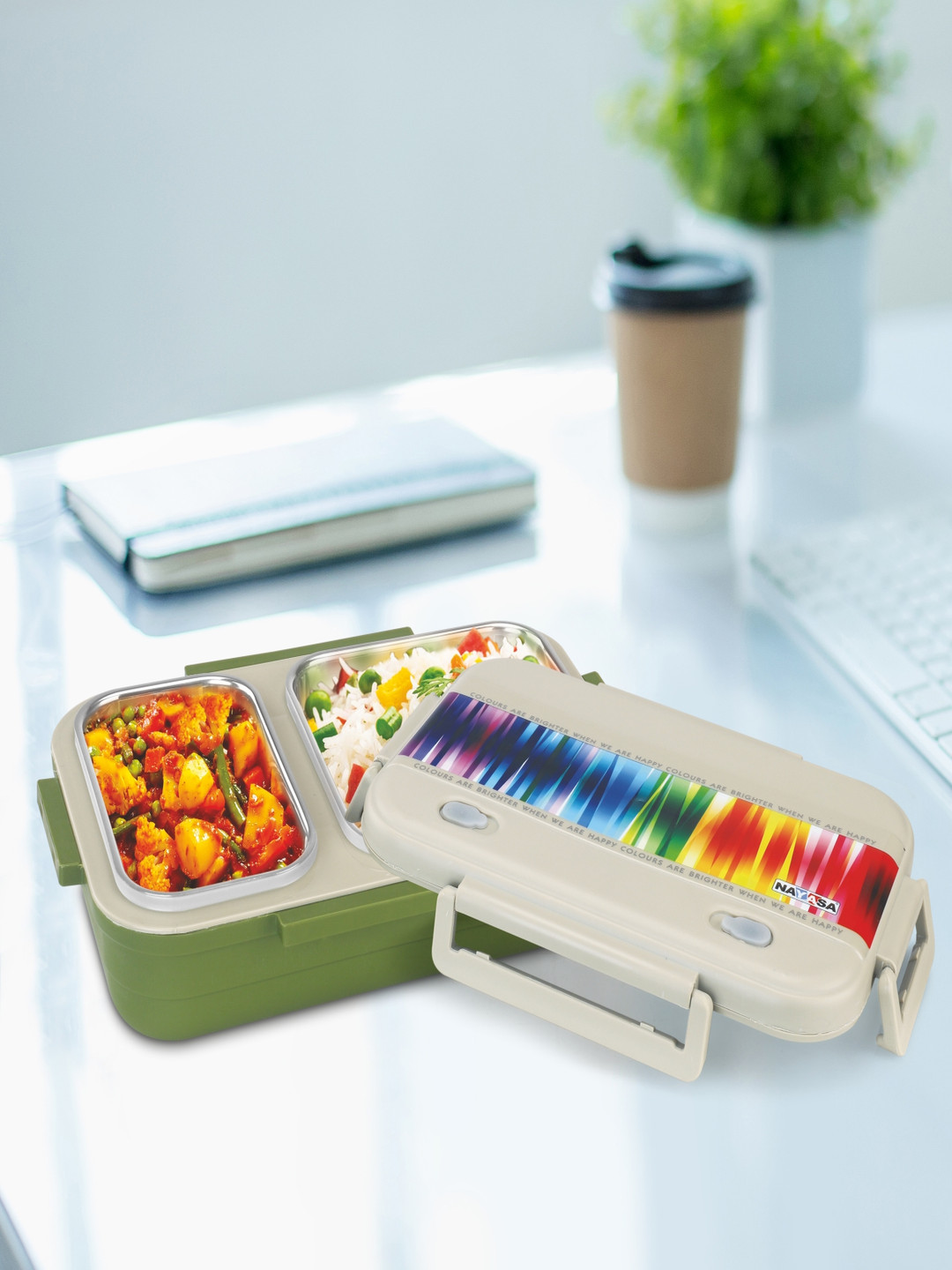 Nayasa Go-Pro Insulated Airtight Leakproof Plastic Lunch Box With Spoon and Fork