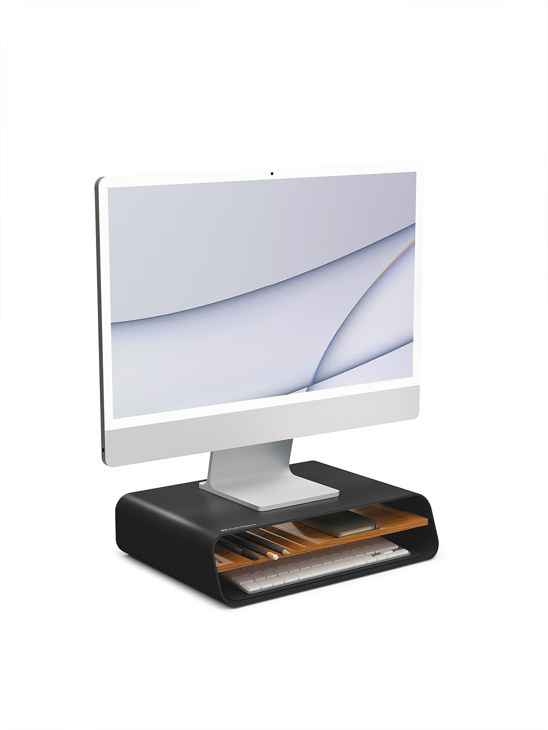 DailyObjects Black Matte Finish Mesa Monitor Stand Desk Organisers