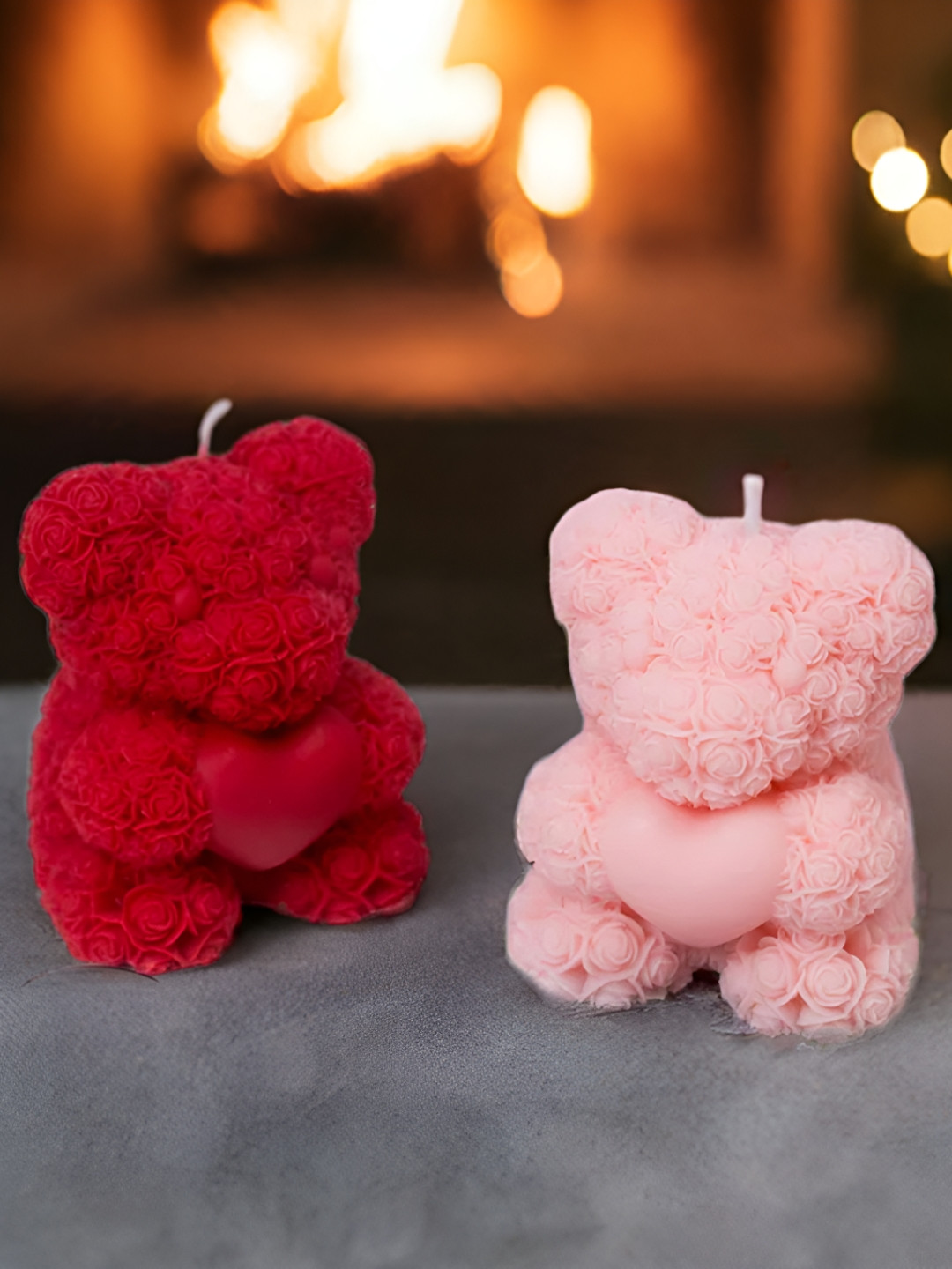 Special You Teddy Bear Candle Festive Decor 2Pcs Scented Solid Pillar Candles