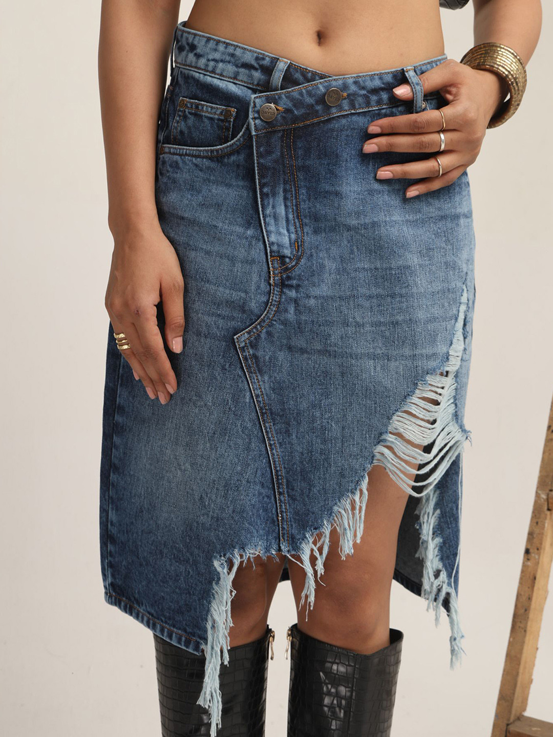 DAYER Pure Cotton Pencil Above Knee Skirts