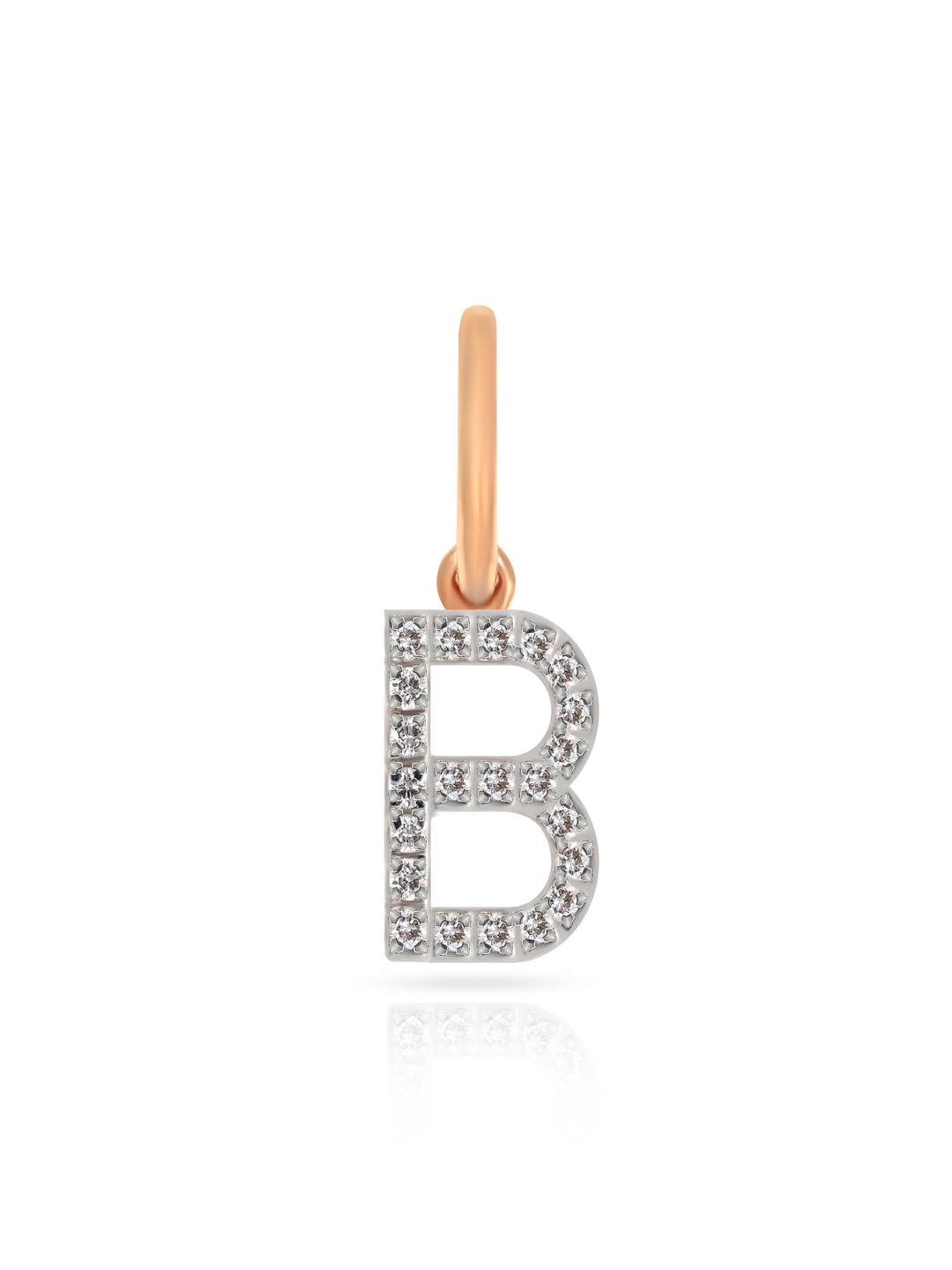 BHIMA 18K BIS Hallmark 750 Purity Rose Gold Alphabet B Diamond Pendant