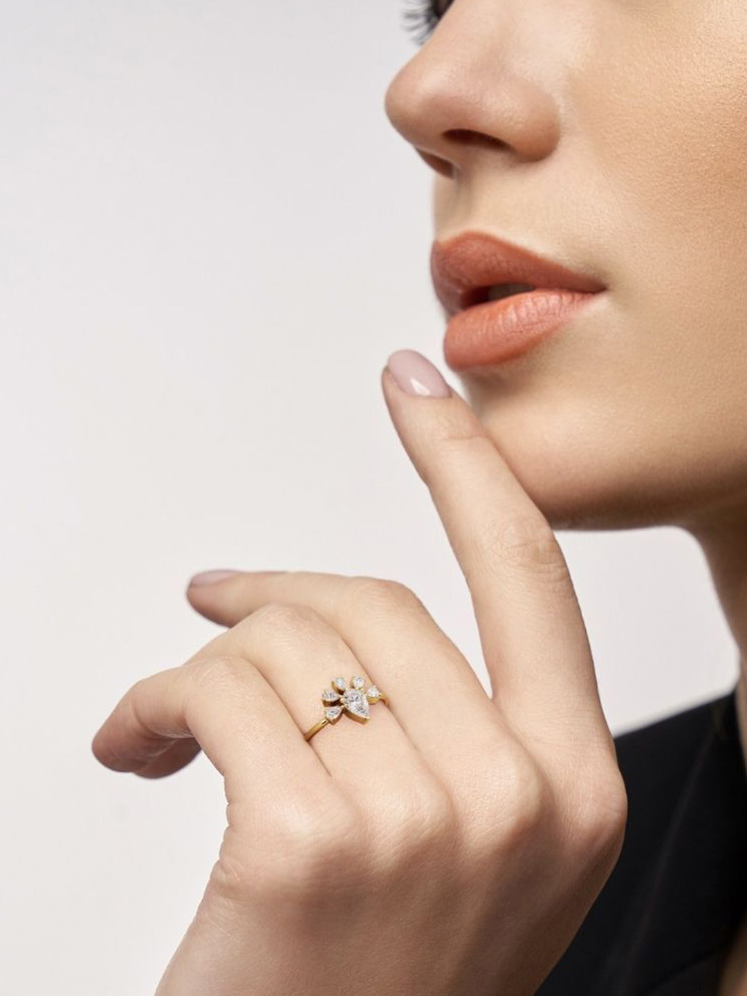 Emori Panache of Pearls Lab Diamond Ring in 18KT Gold