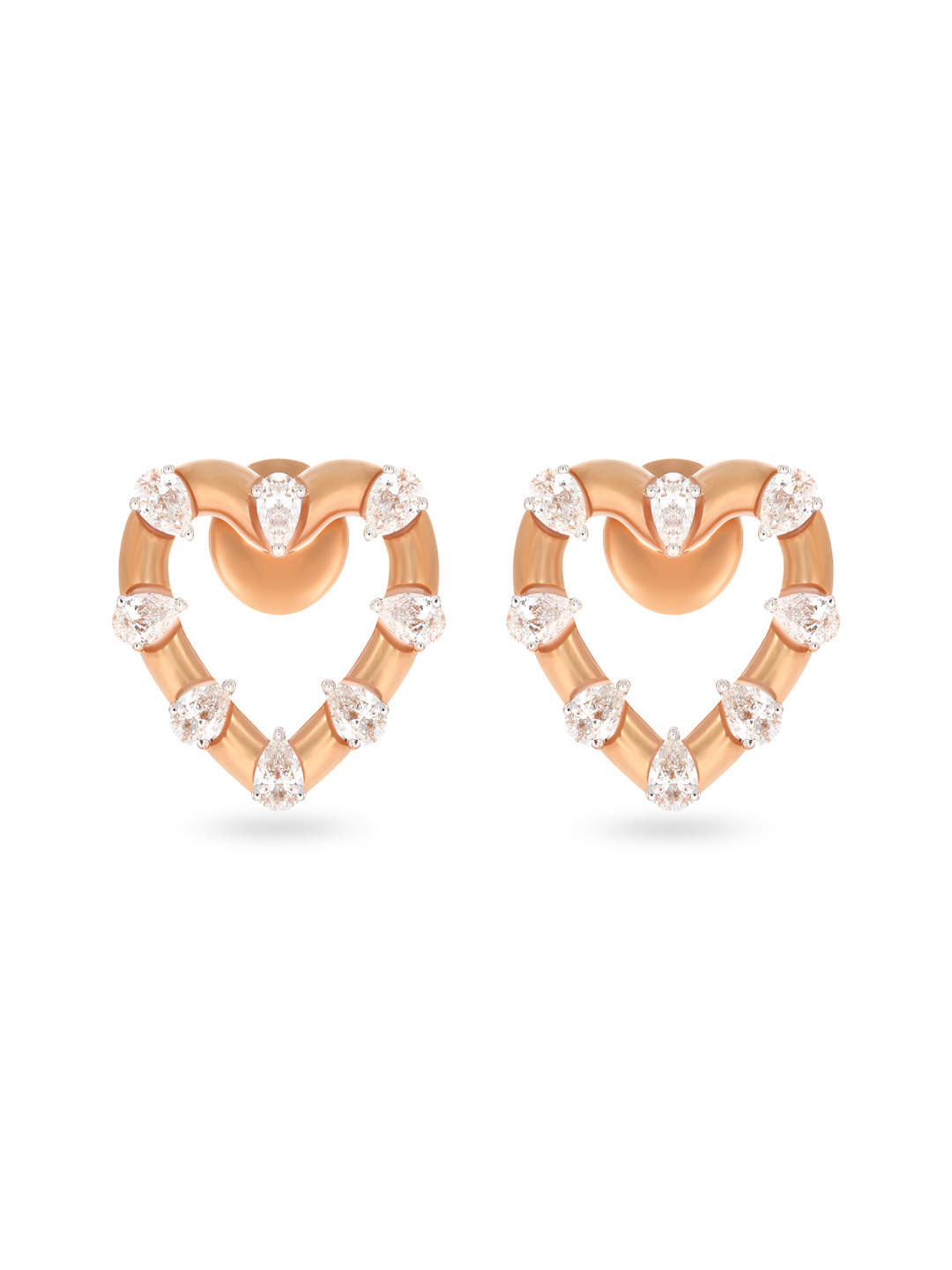 BHIMA 18K BIS Hallmark 750 Purity  Heart Cut Diamond Stud Earrings