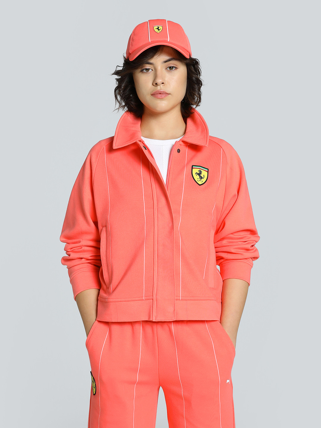 PUMA Motorsport Women Ferrari Race Relaxed Fit Sporty Jacket with Patchwork