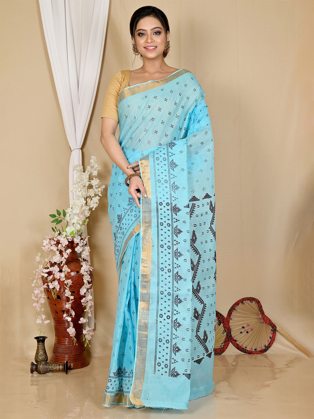 DipDiya Pure Cotton Handloom Taant Saree