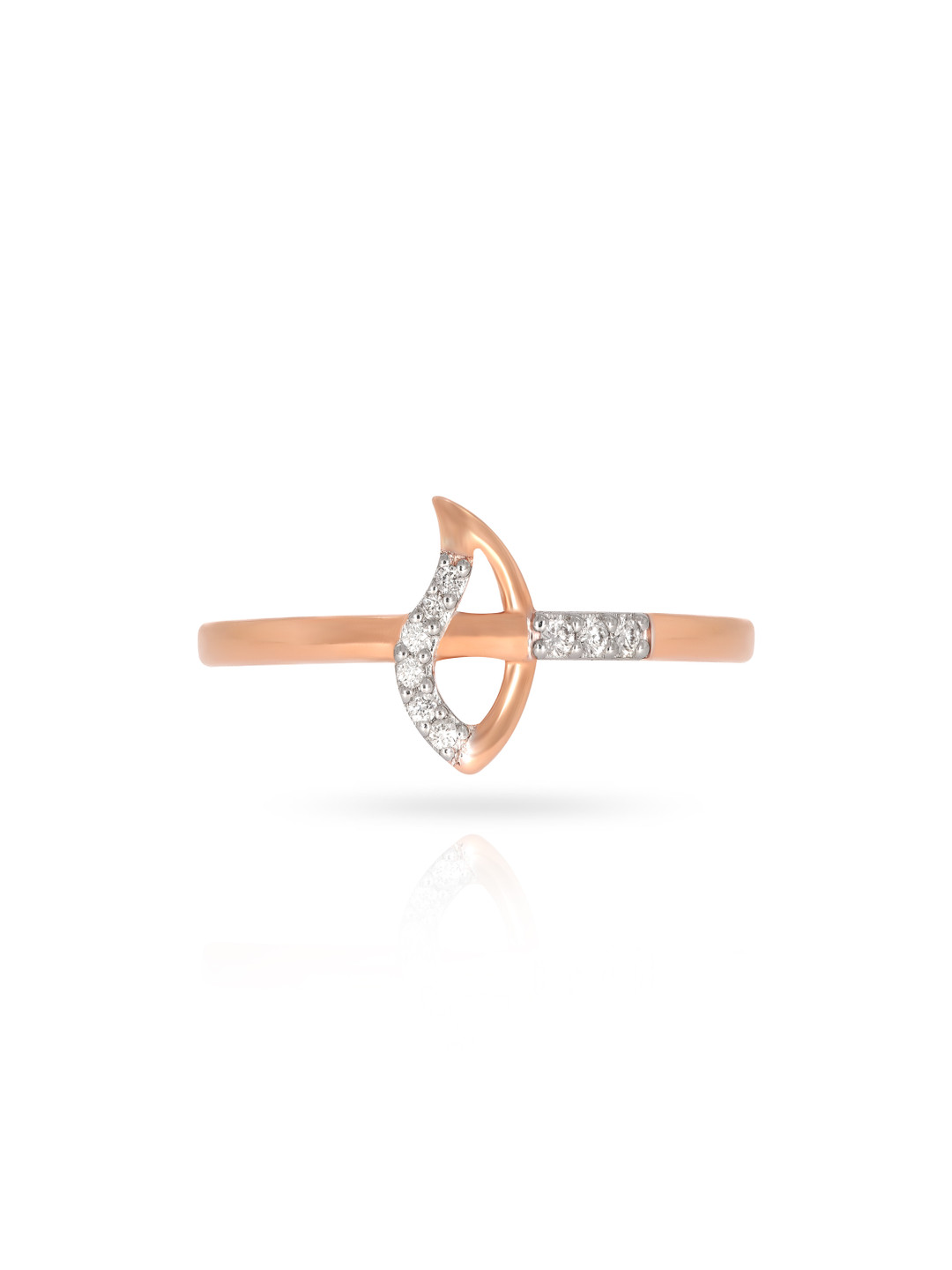 BHIMA 18K BIS Hallmark 750 Purity Rose Gold Gleamy Diamond Ring