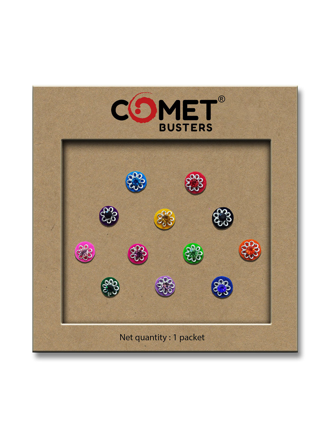 Comet Busters Beautiful Traditional Designer Bindis - Blue & Yellow