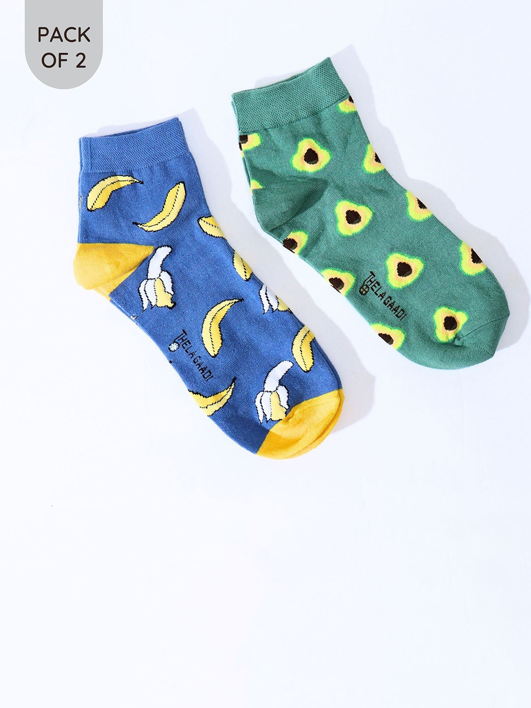 Thela Gaadi Pack Of 2 Unisex Fruits Pattern Ankle-Length Socks