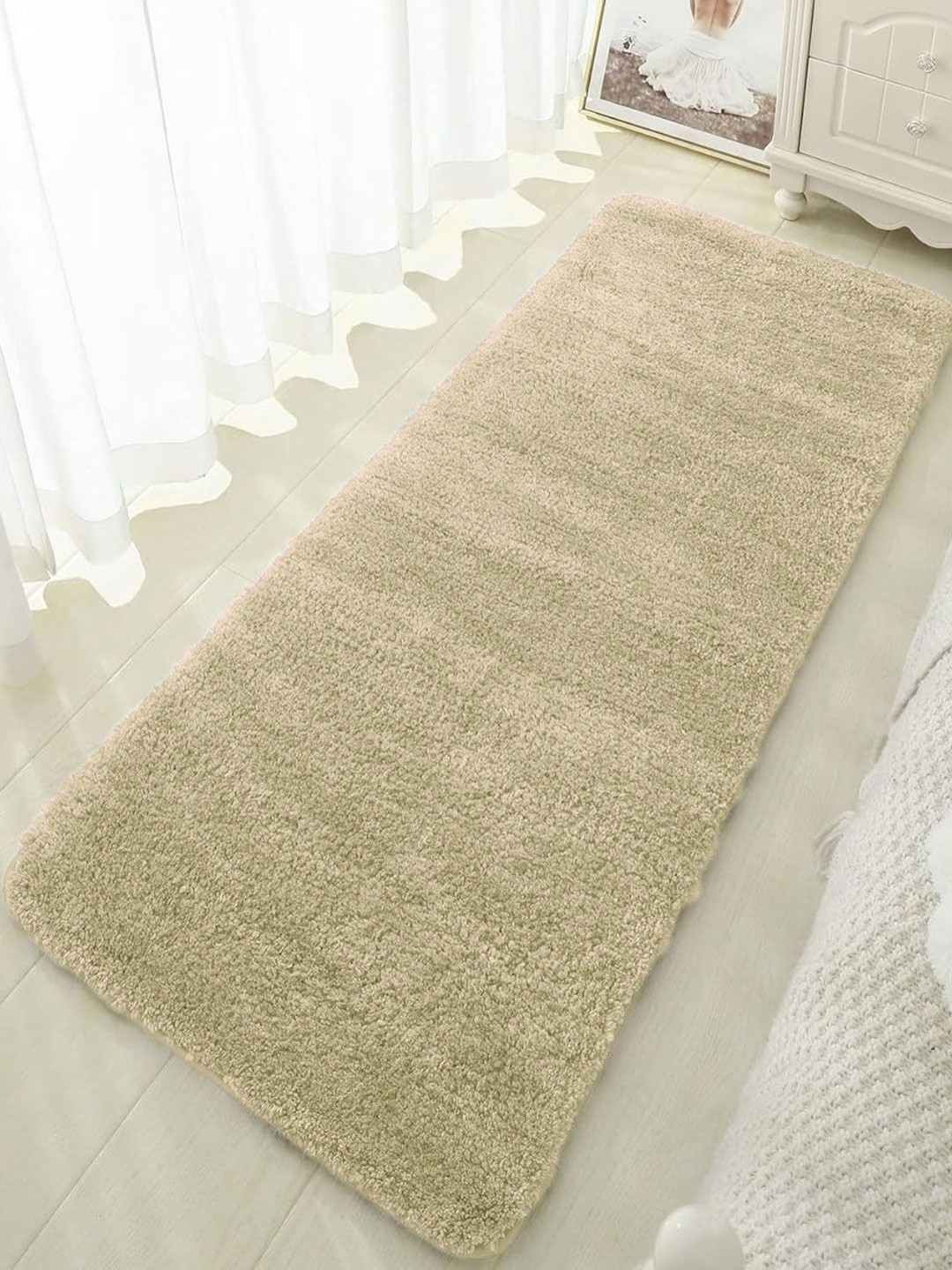 LUXEHOME INTERNATIONAL Brown Microfiber Non Slip Floor Runner