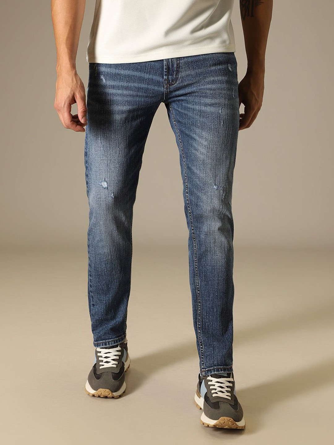 Banana Club Men Dark Blue Ankle Slim Fit Denim Jeans