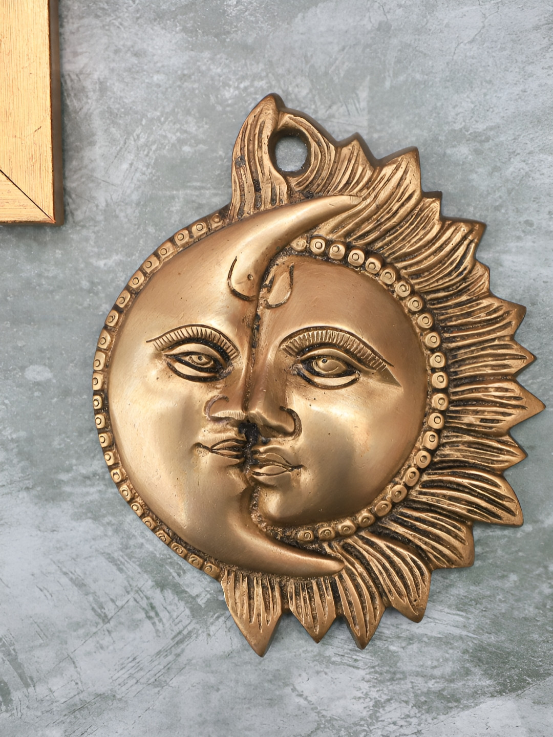 The Advitya Gold-Toned Sun Moon Religious Curio Showpiece