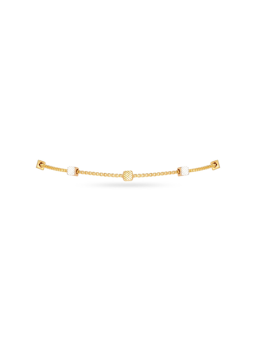 BHIMA 22K BIS Hallmark 916 Purity Yellow Gold Square Bead Bracelet