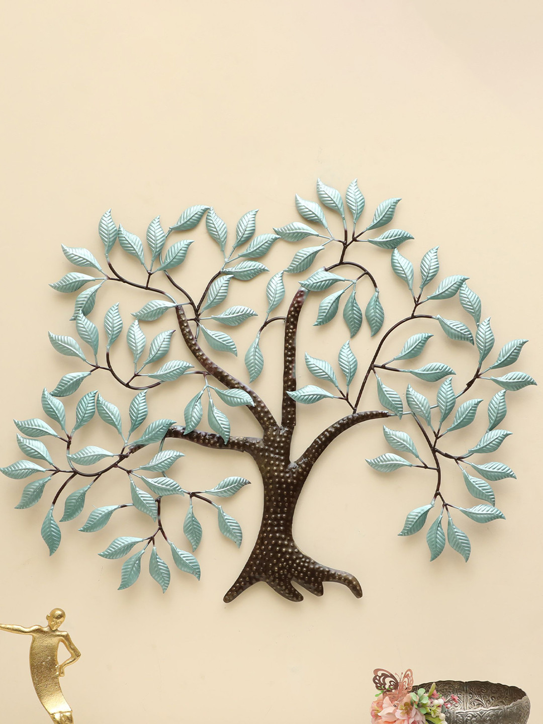 vedas Tree, W-Harmaan Metal Matte Hanging Hall Wall Hangings-36In