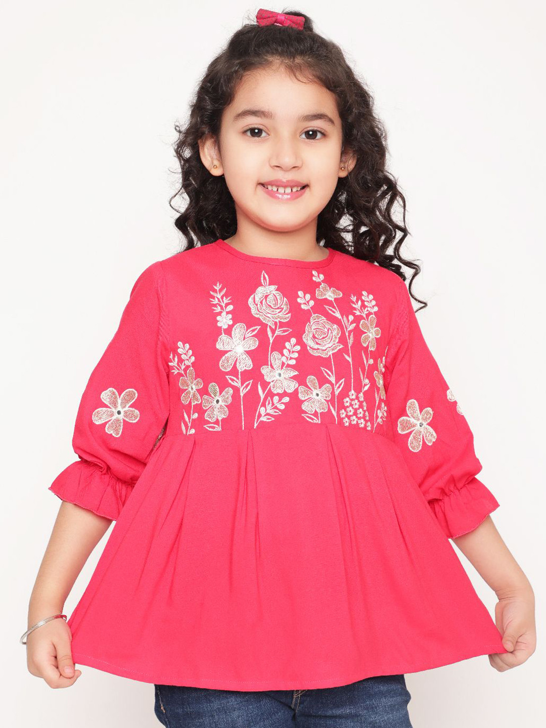 Ishti Girls Floral Embroidered Peplum Top