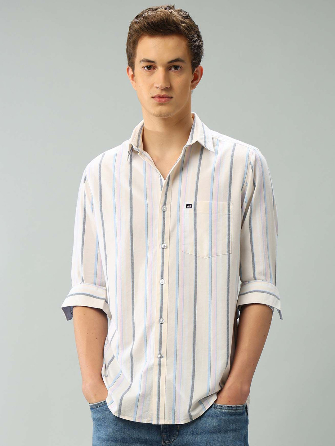 Arrow Sport Men Vertical Striped Air Soft Classic Fit Pure Cotton Shirt