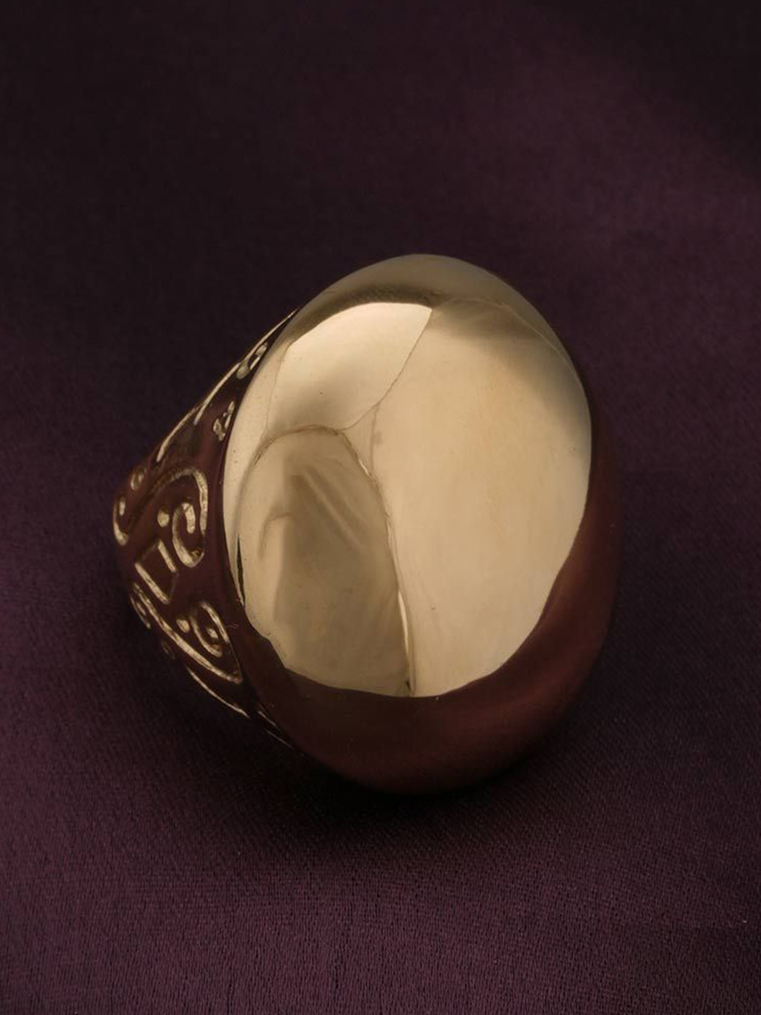 PALMONAS Gold-Plated Stainless Steel Waterproof & Anti-Tarnish Dome Ring