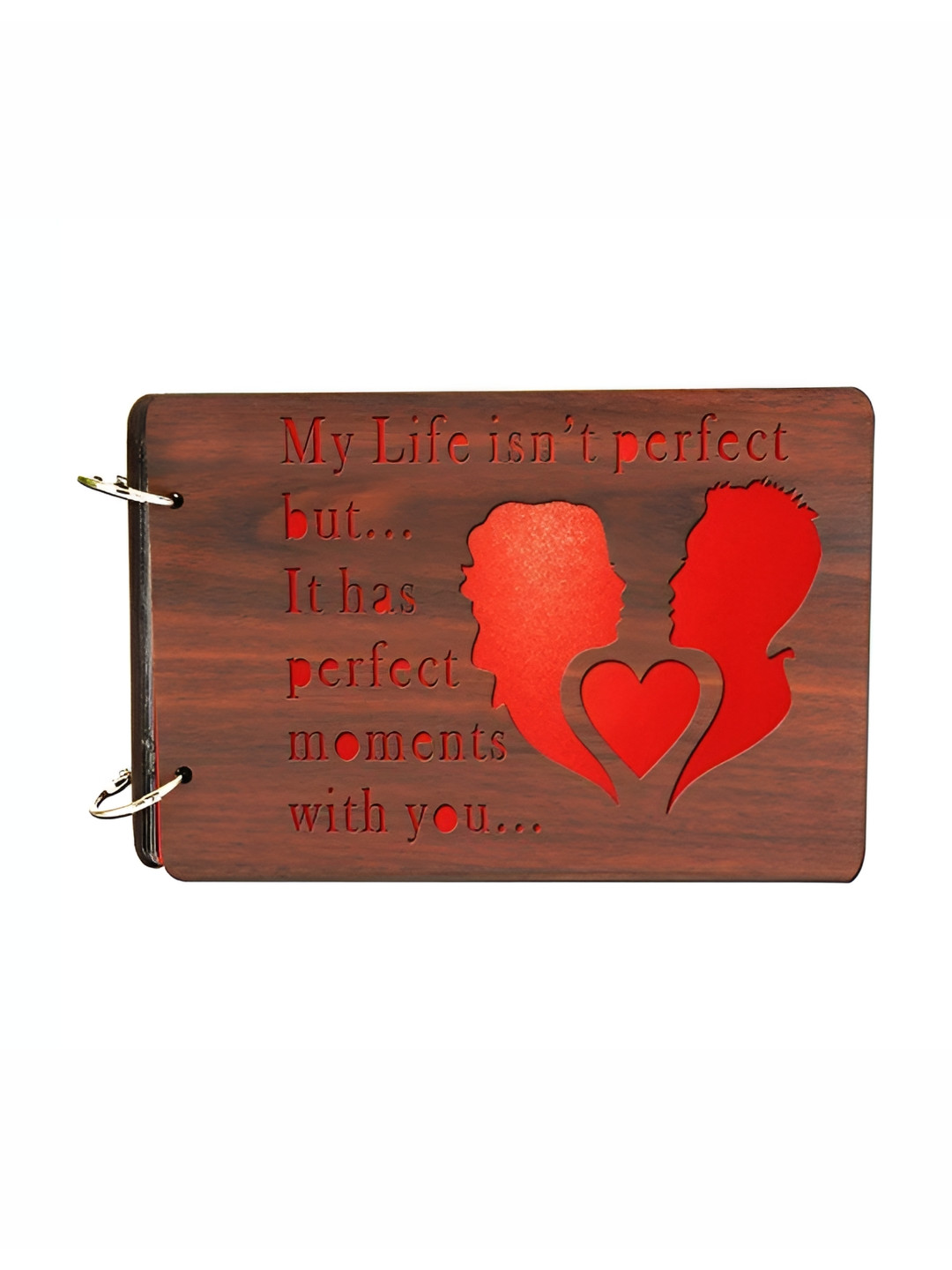 SEHAZ ARTWORKS Brown & Red Printed Wooden Scrap Book Photo Album