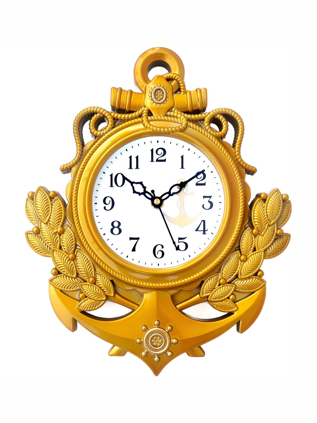 Big Bang Gold-Toned & White Textured Traditional Analogue Round Shaped Wall Clock