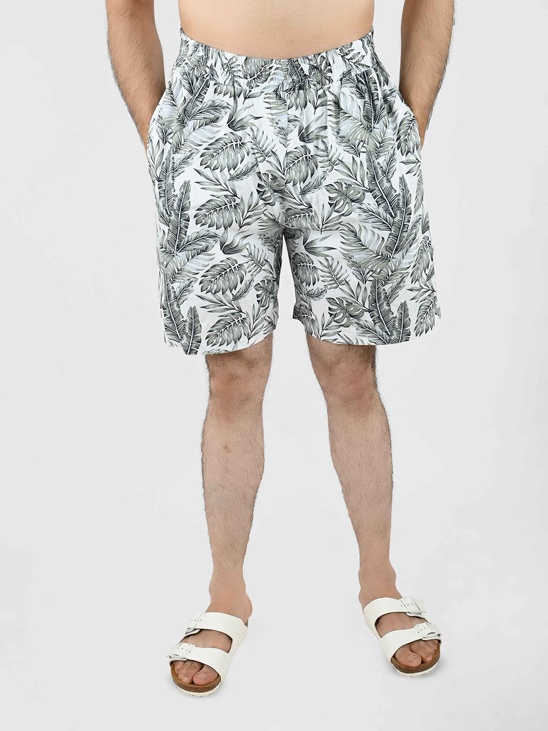 Blissence Men Tropical Printed Pure Cotton Lounge Shorts