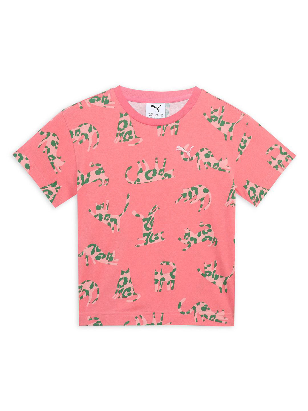 Puma Cats Club Kids Printed Pure Cotton Relaxed Fit Short Sleeve T-Shirt