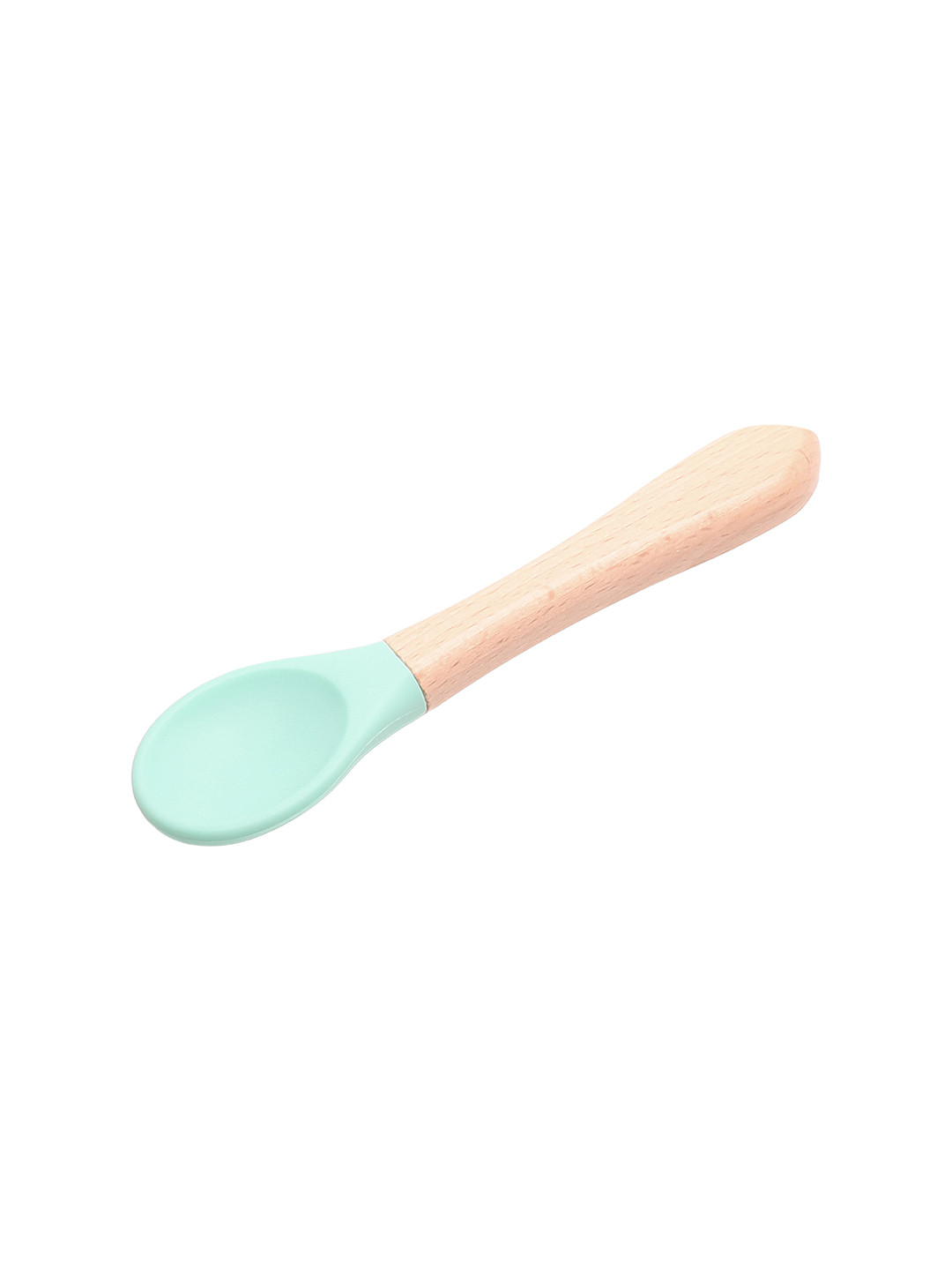 The Little Lookers Green Silicone Spoon With Bamboo Handle
