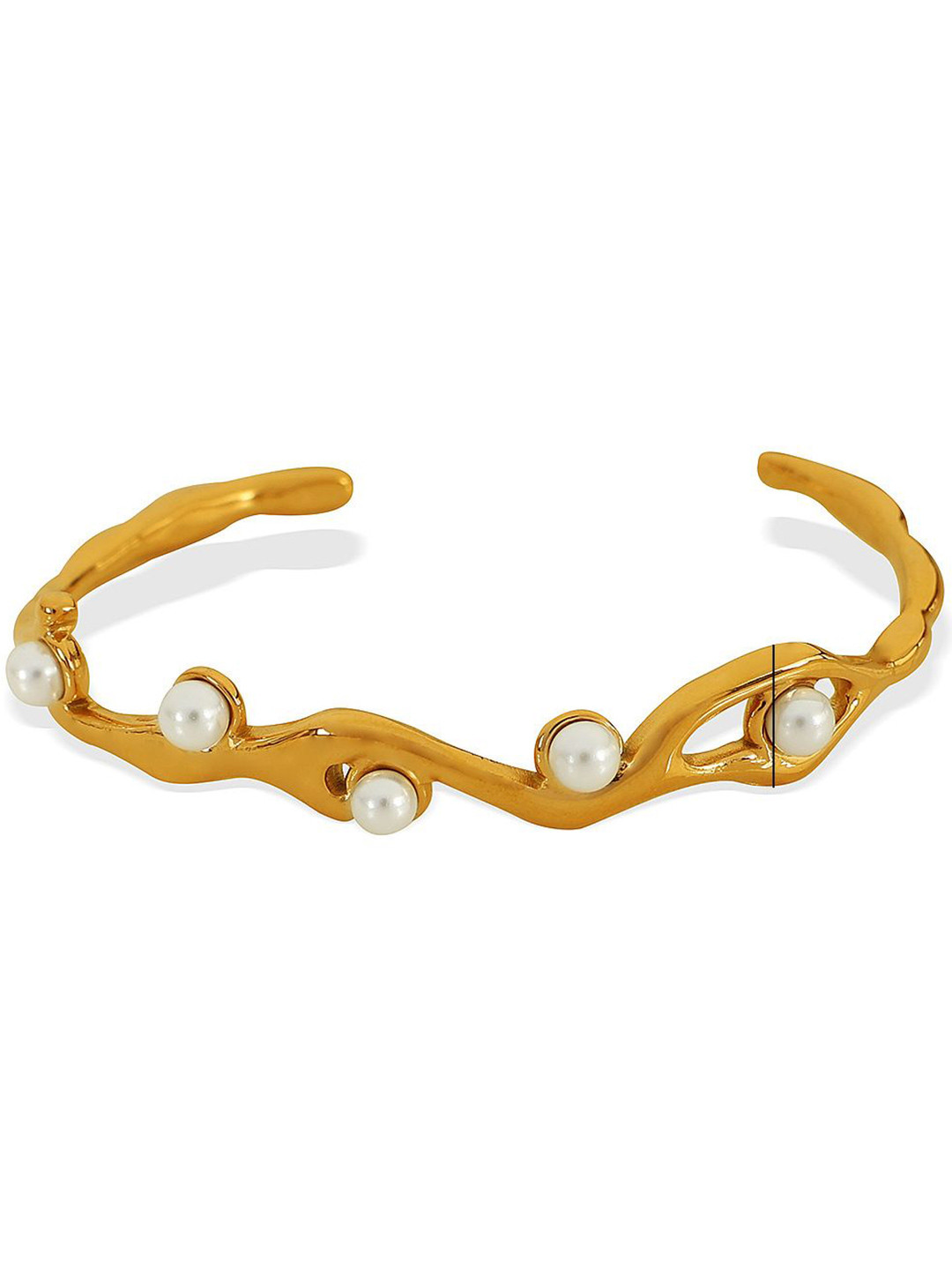 KAORI BY SHREYA AGARWAL Gold-Plated Pearl Studded Stainless Steel Assymentrical Bracelet
