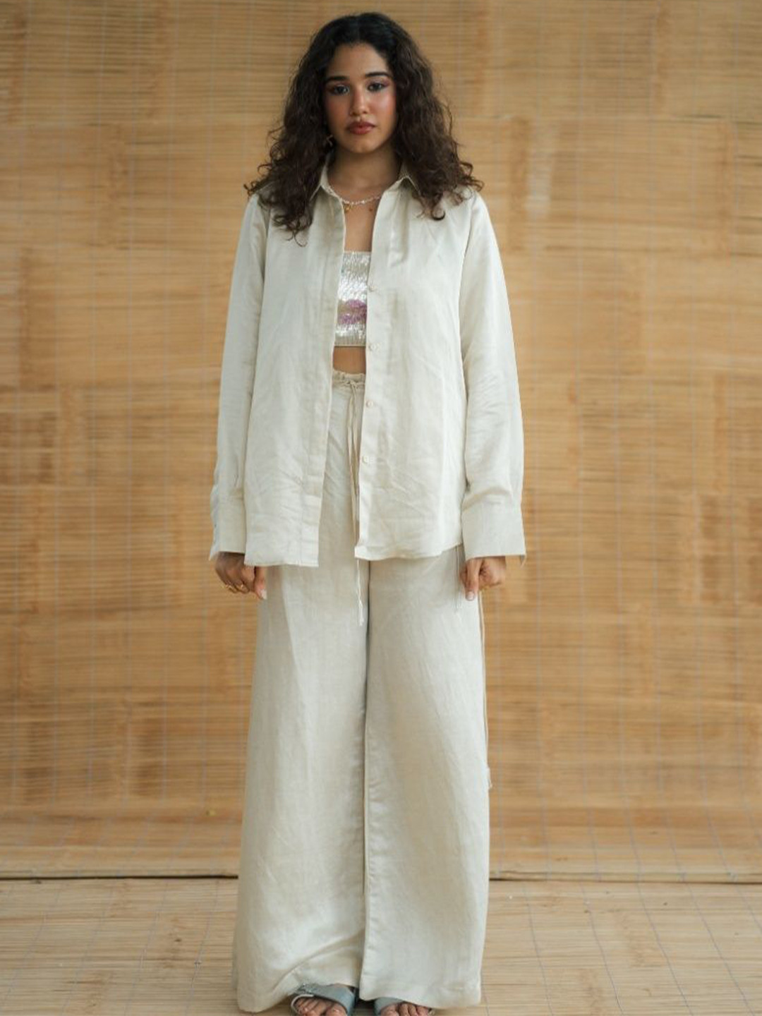 LABEL SUGAR Women Comfort Oversized Fit Spread Collar Solid Cotton Casual Shirt