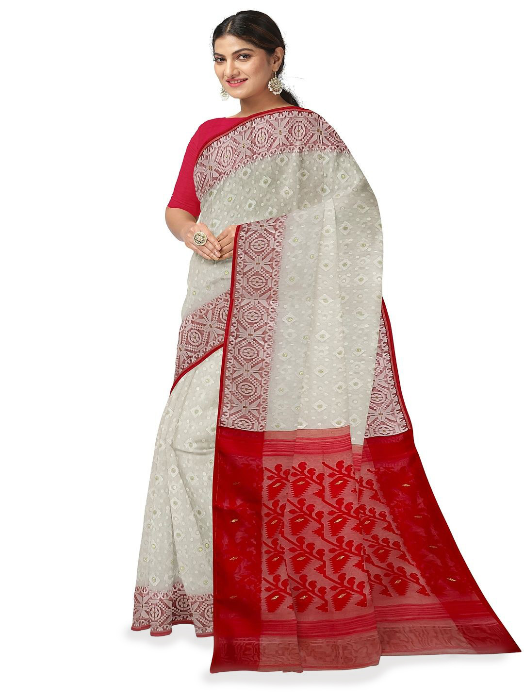 BALARAM SAHA Woven Design Silk Cotton Jamdani Saree