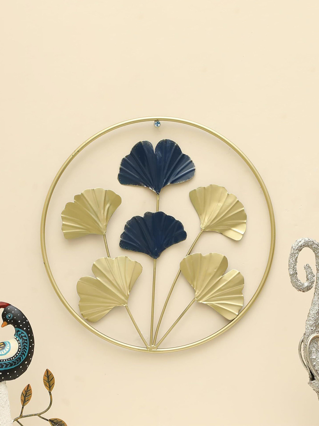 vedas Square Ginko, W-Shaan Metal Floral Glossy Hanging Hall Wall Hangings-18In