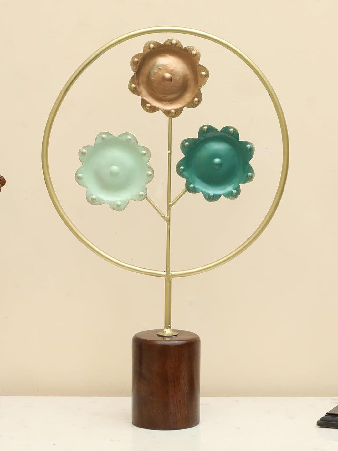 vedas F-Siman Flower Metal Living Room Medium Showpiece - 22.5 Inches