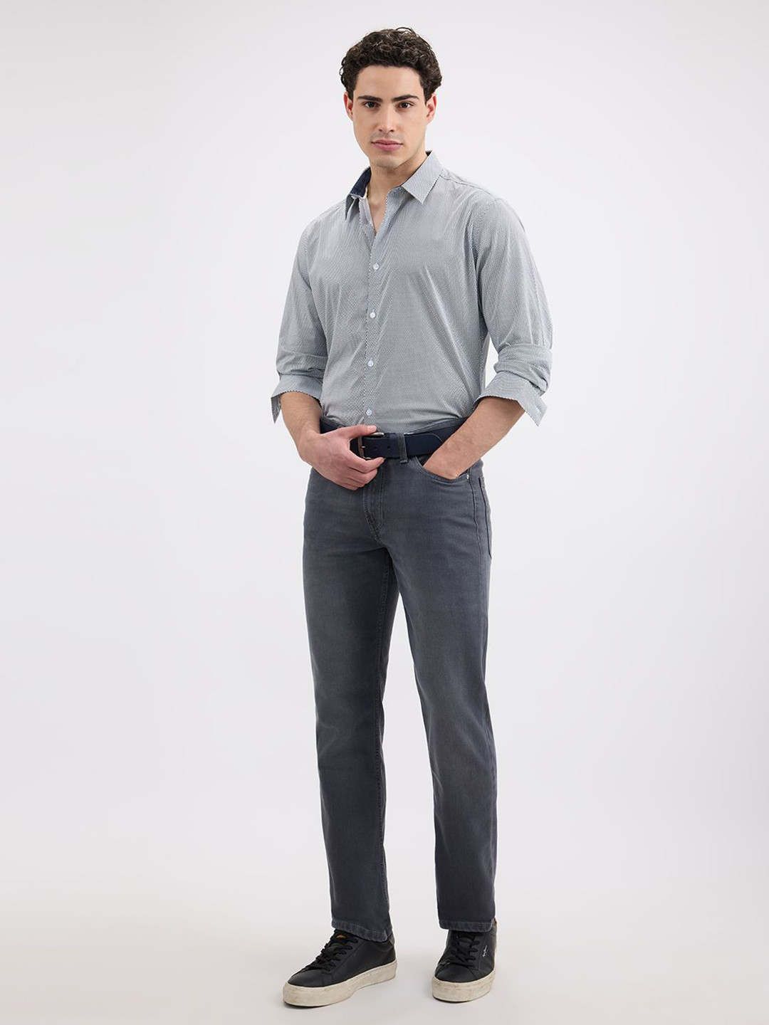 Pepe Jeans Men Spread Collar Textured Cotton Formal Shirt
