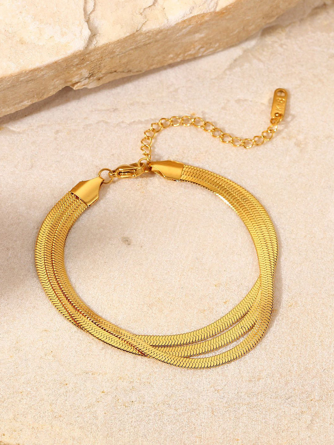 KAORI BY SHREYA AGARWAL Gold-Plated Stainless Steel Multistrand Layer Snake Bracelet