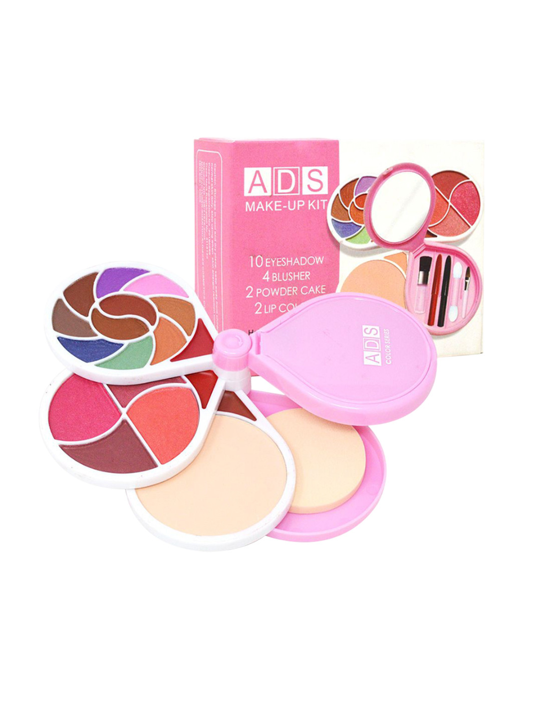 A.D.S Makeup Kit With 10 Eyeshadows, 4 Blushers, 2 Compact Powders & 2 Lip Colors-35 g