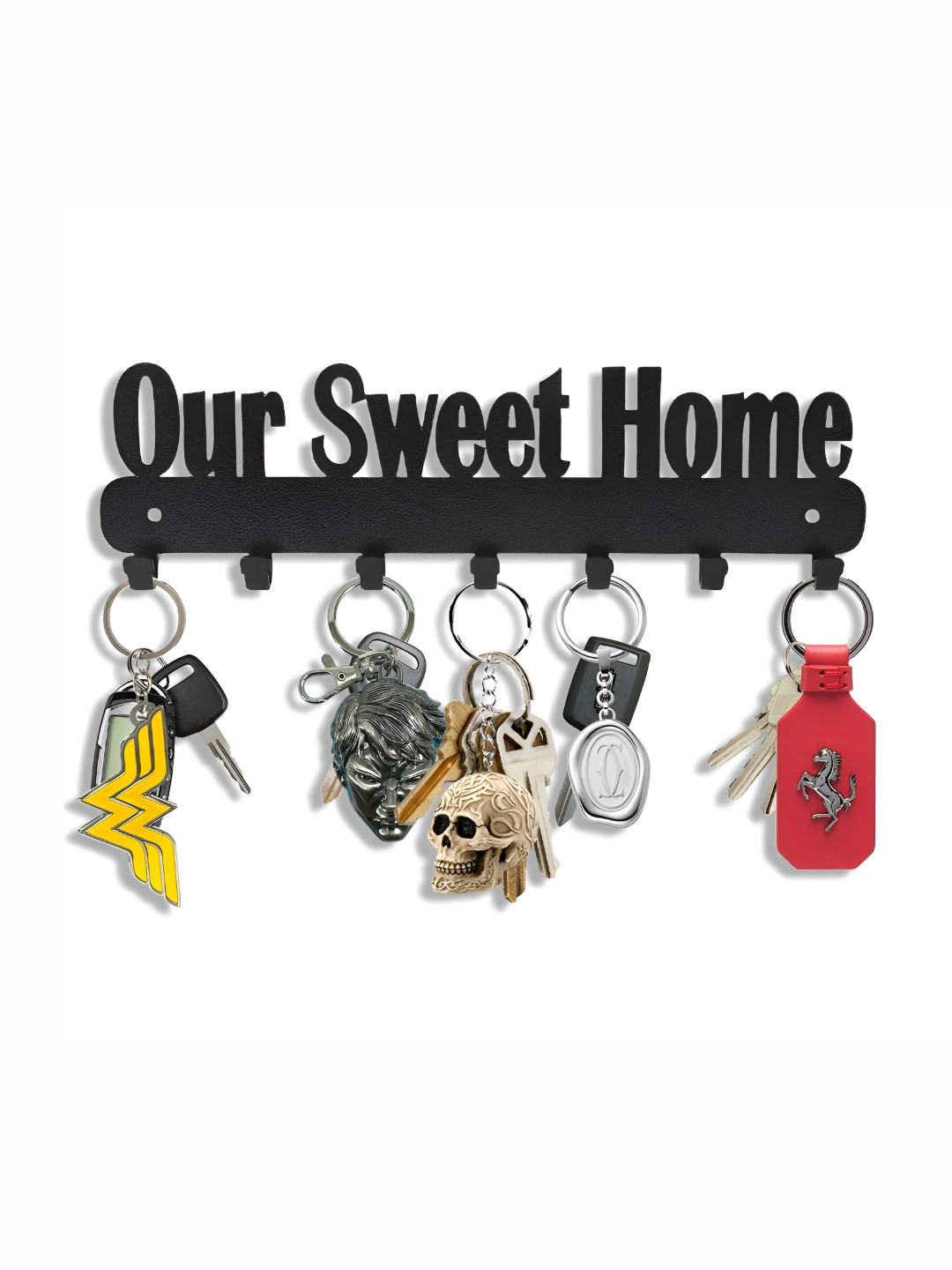 SEHAZ ARTWORKS Black Our Sweet Home 7 Hooks Key Holder