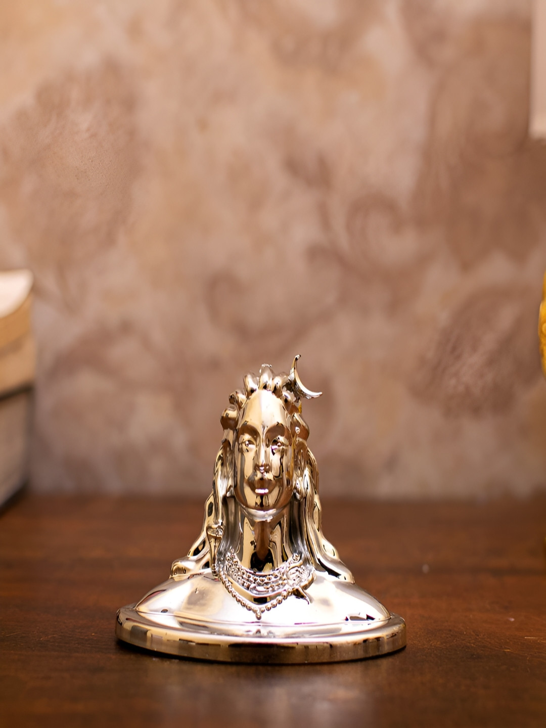 Craftlayout Adiyogi Shiva Silver Polyresin Natural Prayer Room Small Showpiece - 3.8 Inches