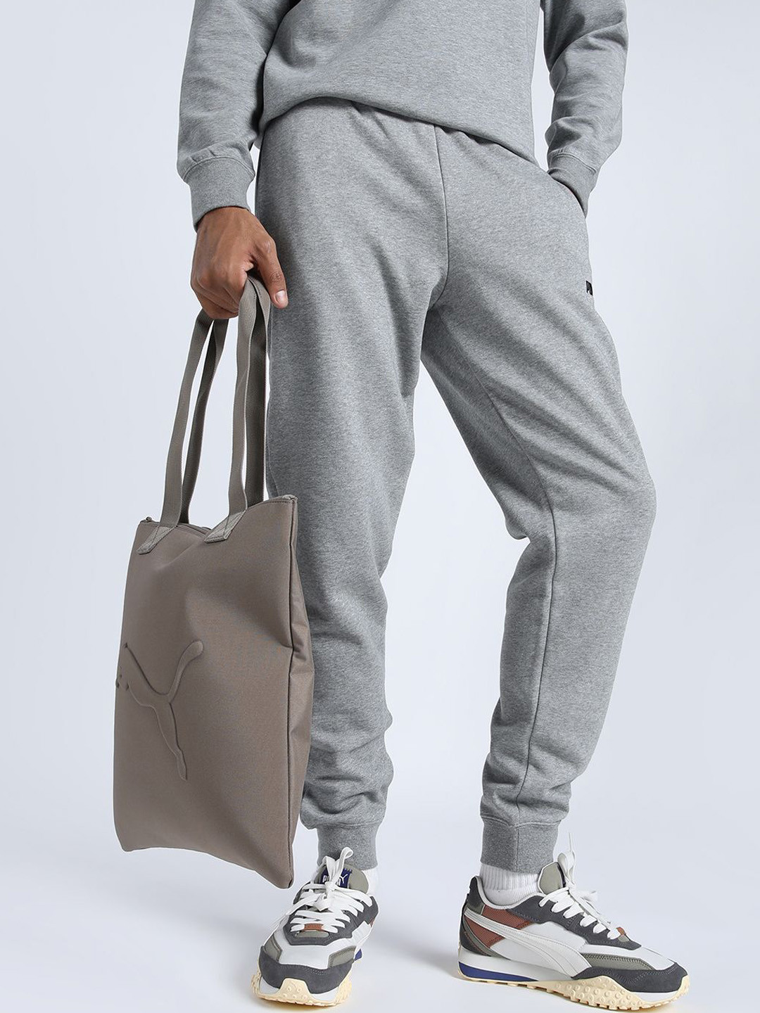 Puma Men No. 1 Logo Brand Logo Printed Pure Cotton Mid Rise Sweatpants
