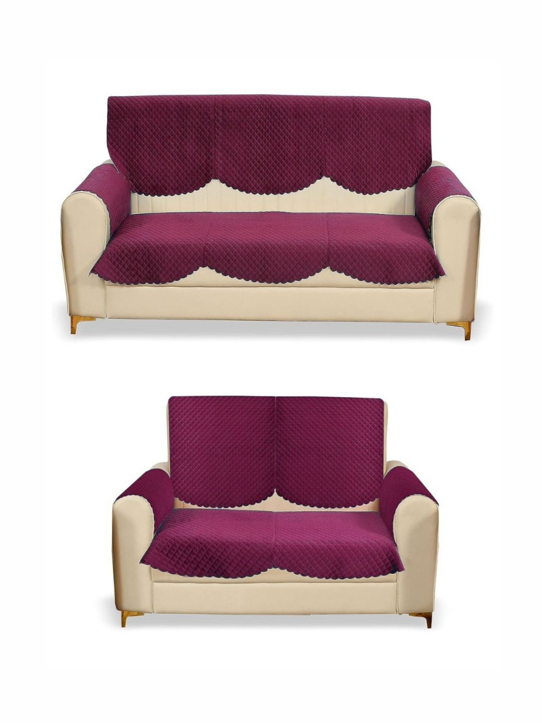 Fashion Throw Pink 8 Pieces 5-Seater Velvet Sofa Cover With Arms