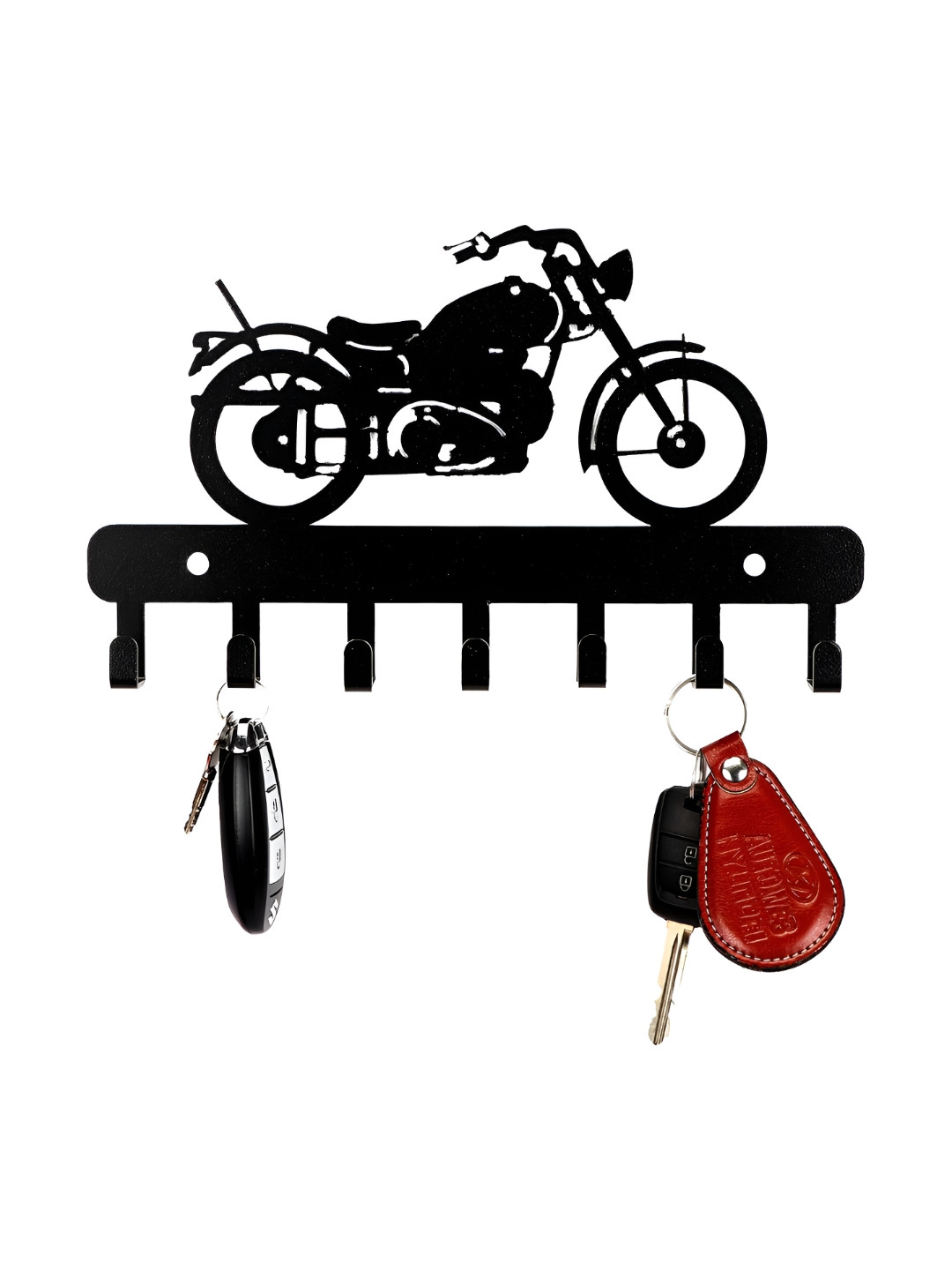 SEHAZ ARTWORKS Black Bike Metal 7-Hooks Key Holder