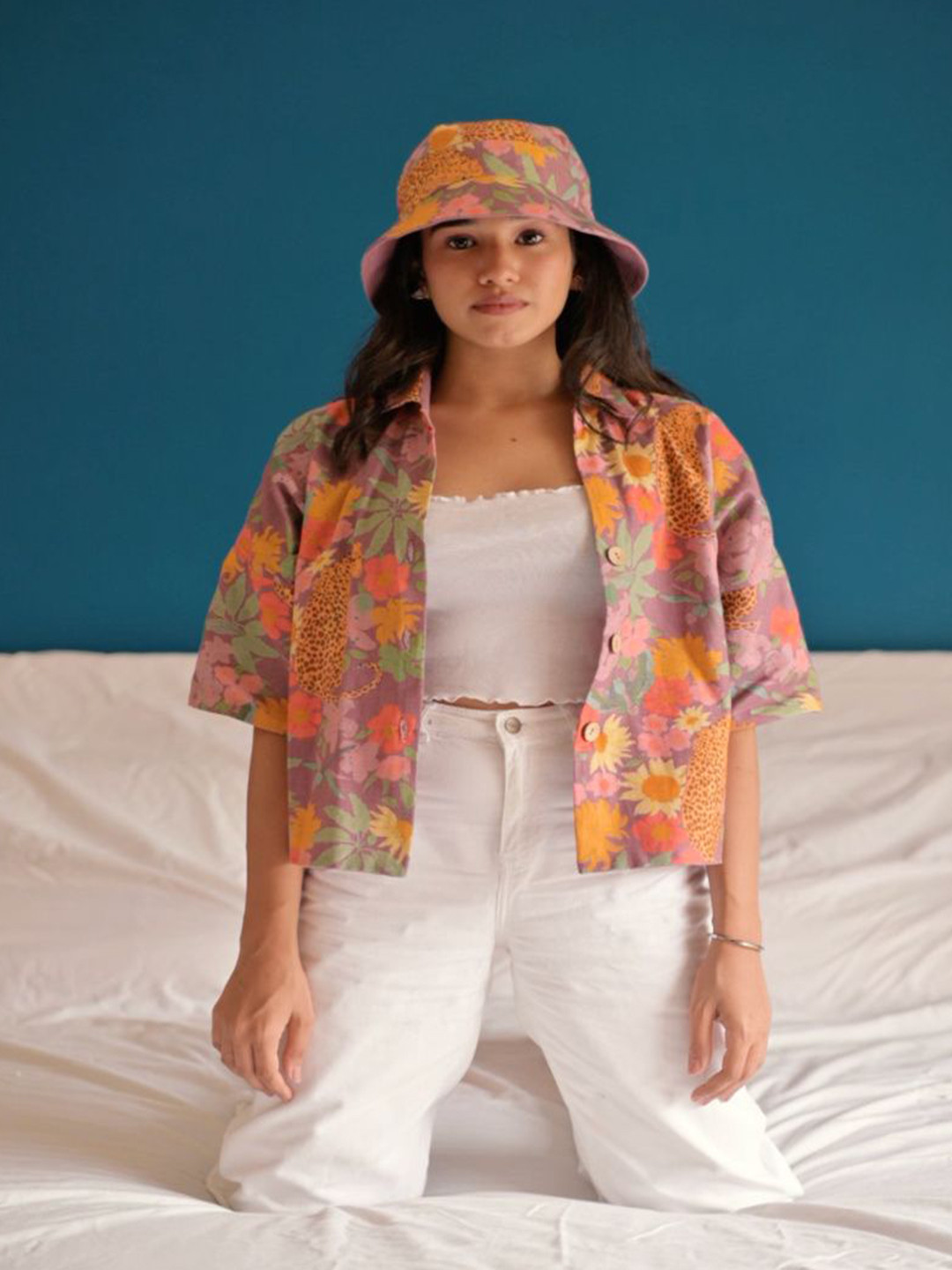 LABEL SUGAR Women Comfort Boxy Fit Floral Printed Organic Cotton Casual Shirt