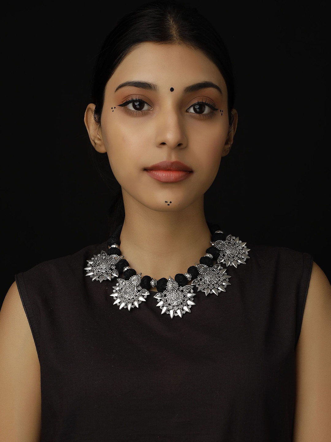 Saagah Statement Pom Pom Tribal Motif Necklace