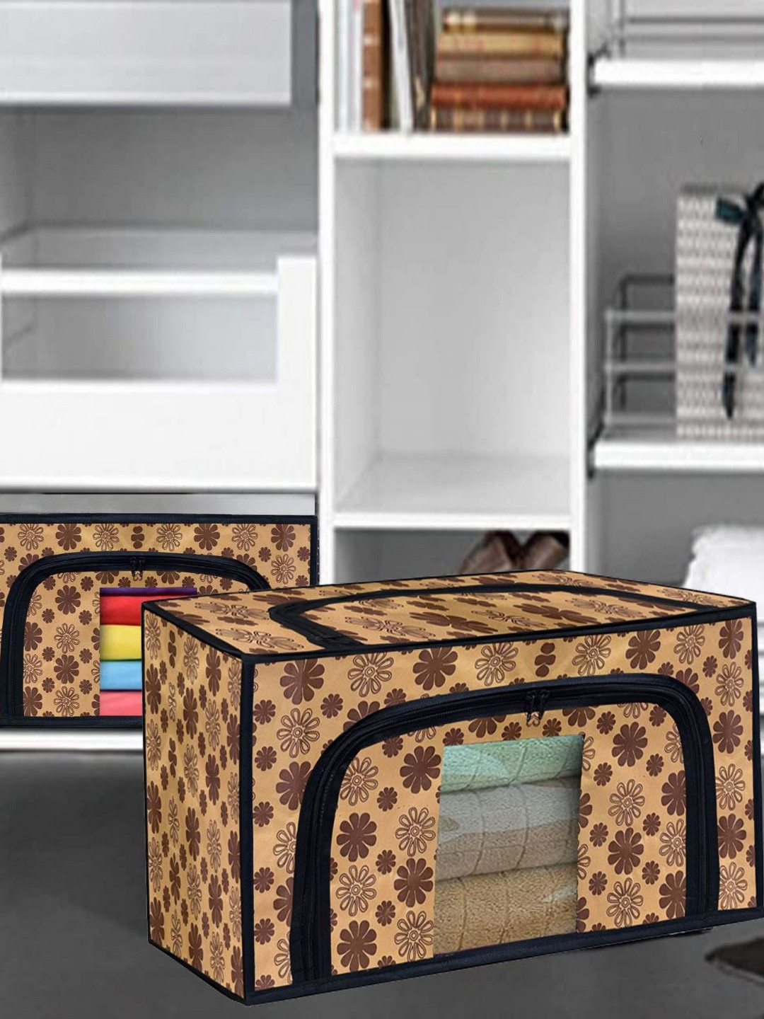 Urban Choice Beige & Brown Floral Printed Small Organizer