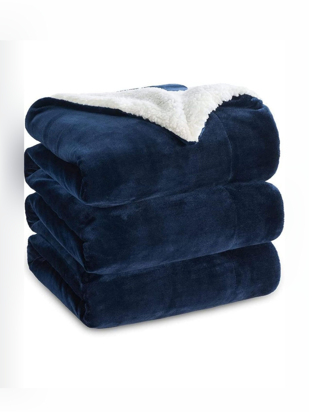 VAS COLLECTIONS Sherpa Navy Blue & White Heavy Winter Fur 500 GSM Single Bed Blanket