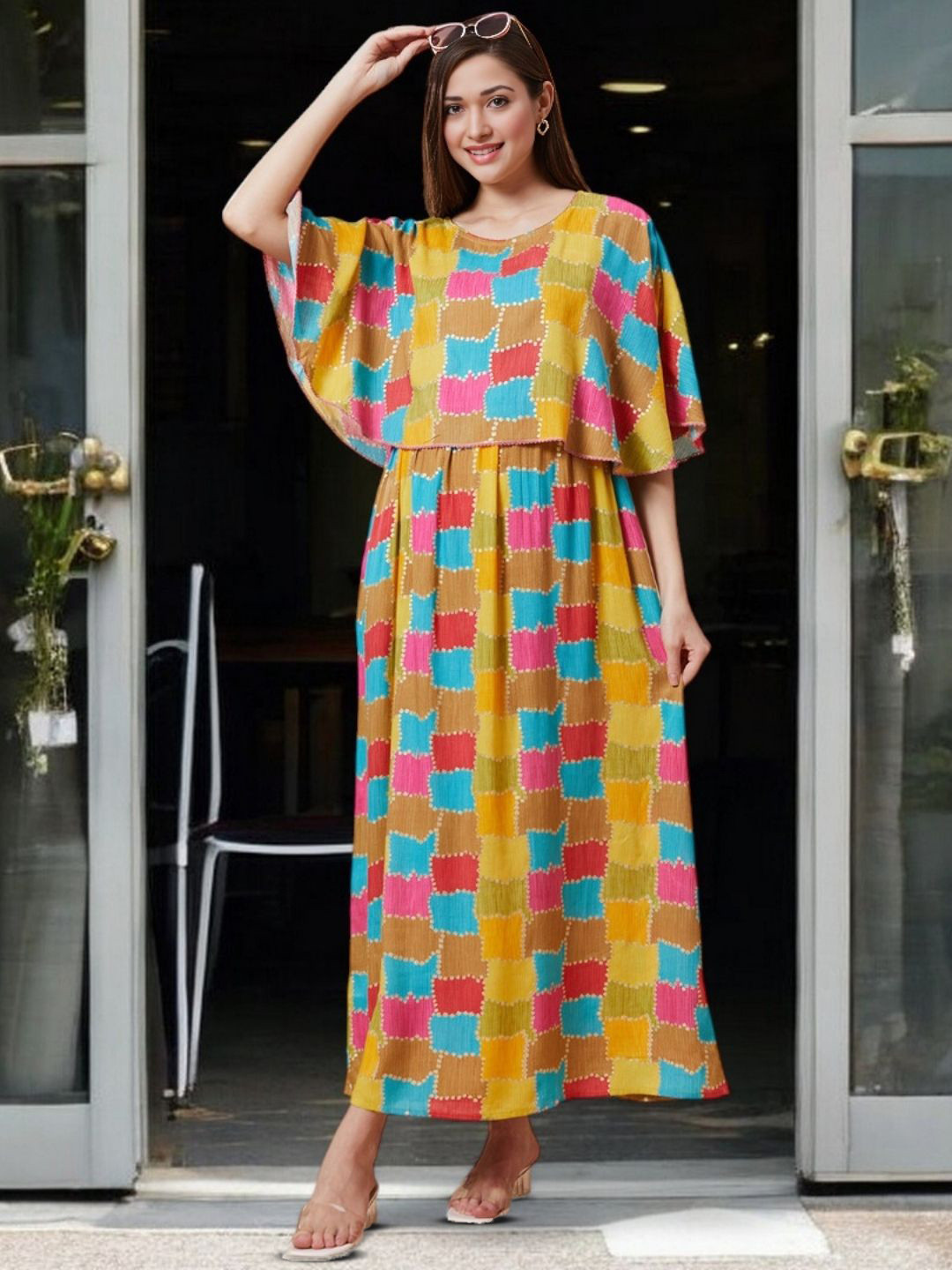 True Shape Embellished Cape Sleeve Maternity Maxi Dress